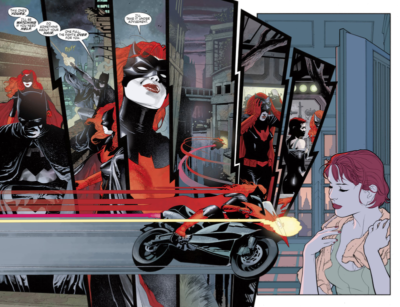 Batman chastising Kate for wearing her hair long.